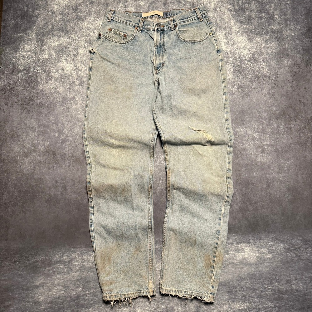 Vintage GAP Loose Fit Light Wash Denim Jeans Men Size‎ 34x34 Distressed Made USA